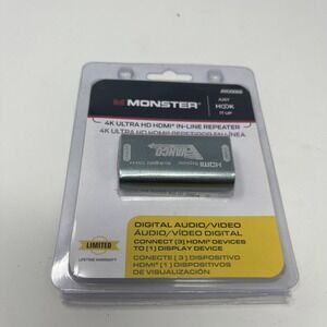 Monster JHIU0068 Just Hook It Up HDMI REPEATER ADAPTER 4K Ultra HD In-Line NEW